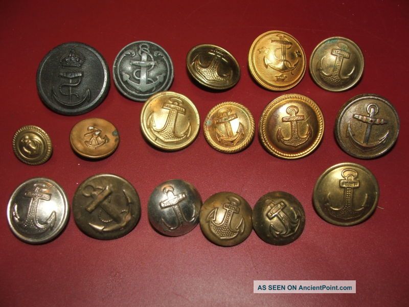 17 Different Old/antique/vintage Navy Buttons Buttons photo