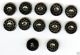 Antiq.  Molded Blk.  Glass W Incised Design (12) C.  1860s? Buttons photo 2