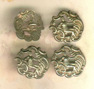Set Of 4 Pierced English Hall Marked Sterling Buttons photo