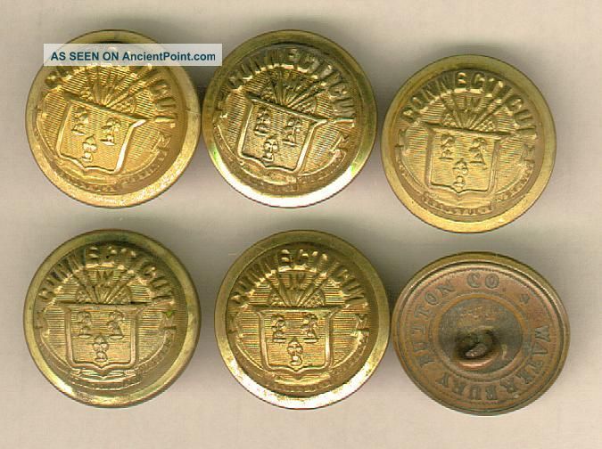 Set Of 6 Connecticut State Seal Staff Uniform Buttons Buttons photo