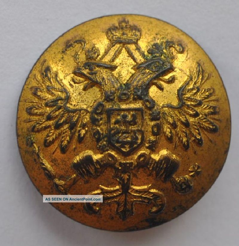 1900s Imperial Russia Army Uniform Gold Gilded Button Kopeikin St.  Petersburg Buttons photo