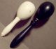 Two Vintage Hand Crafted Painted Hard Wood Darning Eggs - One Black & One White Other photo 2