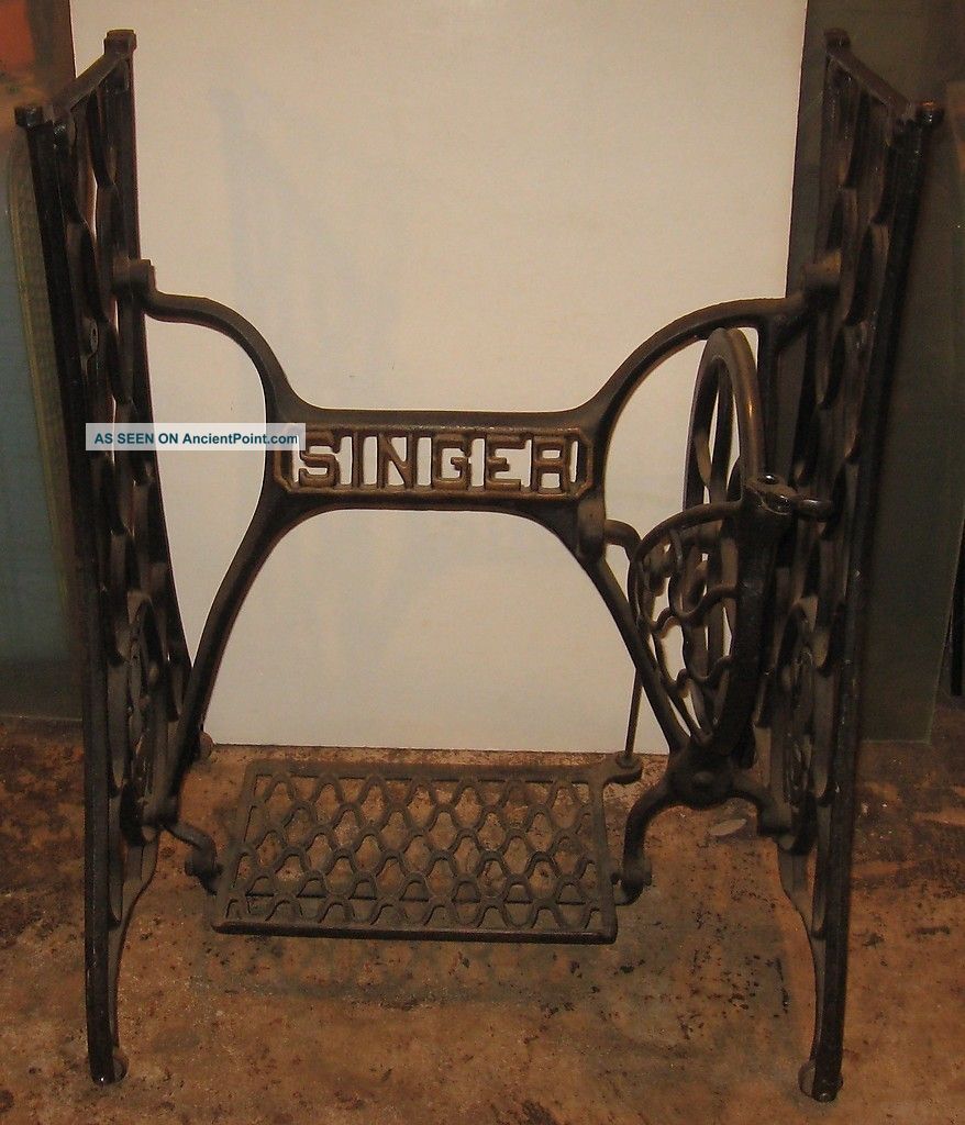 Antique Machine Age Cast Iron Singer Treadle Sewing Machine Legs - Table Base Parts & Salvaged Pieces photo