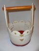 Cute Vintage 1940 ' S Handmade Wood Bucket Sewing Craft Basket Box Painted Tote Baskets & Boxes photo 1