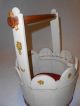Cute Vintage 1940 ' S Handmade Wood Bucket Sewing Craft Basket Box Painted Tote Baskets & Boxes photo 3