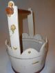Cute Vintage 1940 ' S Handmade Wood Bucket Sewing Craft Basket Box Painted Tote Baskets & Boxes photo 7