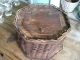 Vintage 1900 S Antique Old Wicker Sewing Box With Wooden Bottom And Hanged Lid Baskets & Boxes photo 1