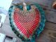 Victorian Red Heart Shape Crochet Pin Cushion Vg Pin Cushions photo 2