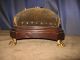 Antique Orig Victorian Sewing Pin Cushion Brass Claw Foot Rest Solid Mahogany 1800-1899 photo 3