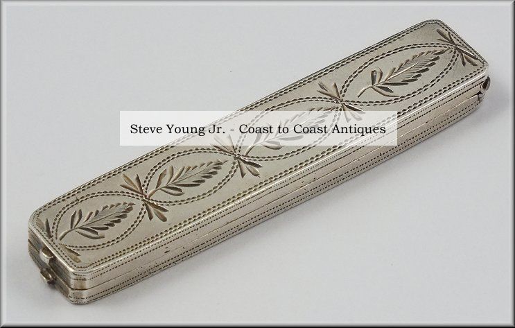 Early English Silver Needle Case W/ Bright Cut Designs United Kingdom photo