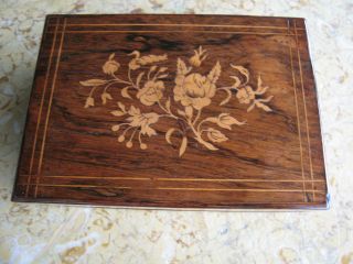 Antique English Rosewood Inlaid Sewing Box photo