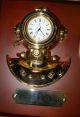 Nautical Dark Wood Plaque Bright Brass Diving Helmet Clock &thermometer New Clocks photo 1