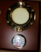 Nautical Dark Wood Plaque Bright Brass Diving Helmet Clock &thermometer New Clocks photo 2