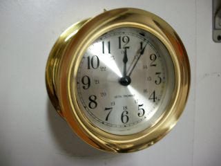 Vintage Seth Thomas Marine Brass Ships Bell Clock Strong Running Clock photo