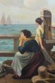 Antique Joseph Tomanek Genre Oil Painting Mother,  Children & Sailor Nr Other photo 4