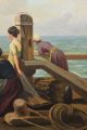 Antique Joseph Tomanek Genre Oil Painting Mother,  Children & Sailor Nr Other photo 6