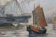 Antique Early - 20thc O/c Oil Painting,  3 - Mast Ship Harbor Maritime Seascape Other photo 5