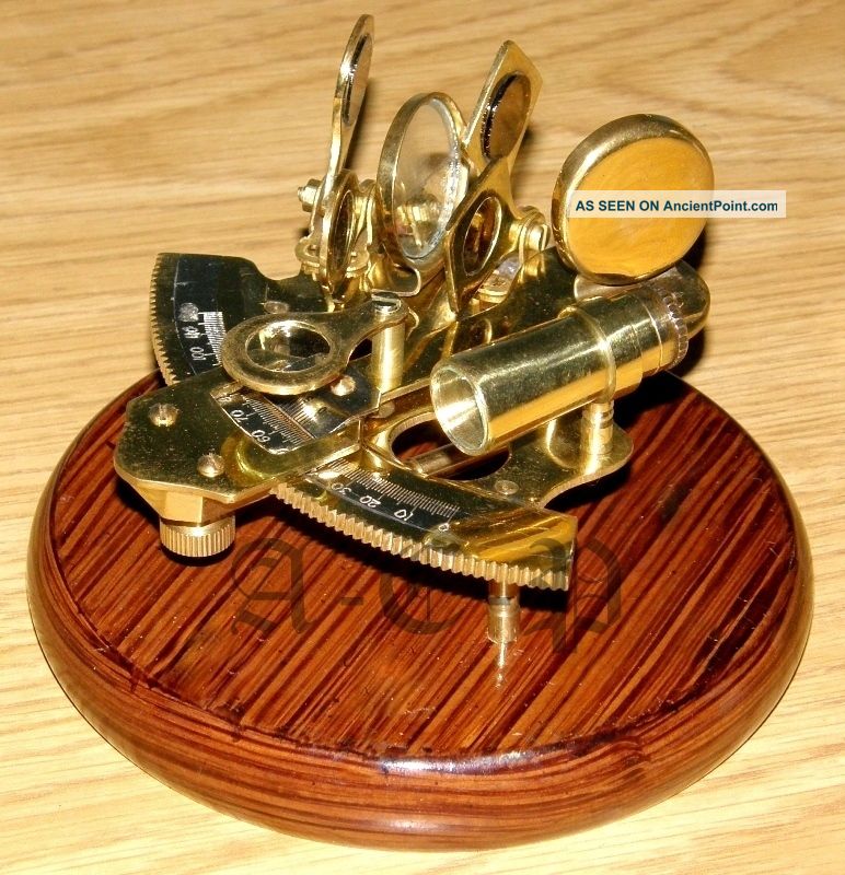 Wooden Base Sextant - Brass Nautical Sextant W/wood Base - Collectible Prop Gift Sextants photo