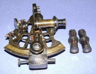 Antique British Navy Sextant With Wooden Box Nautical Brass Sextant Marine Gift photo