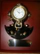 Nautical Dark Wood Plaque Antique Brass Diving Helmet Clock &thermometer New Clocks photo 1