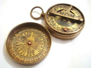 Brass Sundial Compass - Pocket Sundial Compass photo