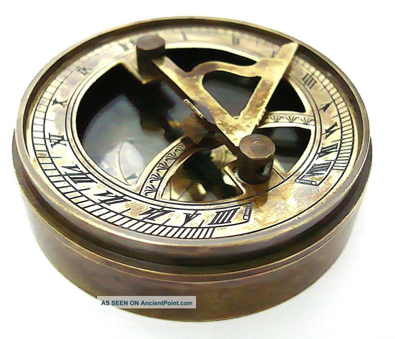 Brass Sundial Compass - Pocket Box Sundial Compasses photo