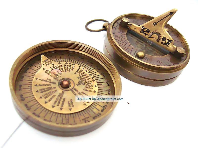 Brass Sundial Compass - Dollond London Pocket Sundial Compasses photo