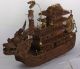 Dragon Boat Old Vintage Chinese Tin Ship Gold Gilding Gilt River Nautical Antiqu Dragons photo 4