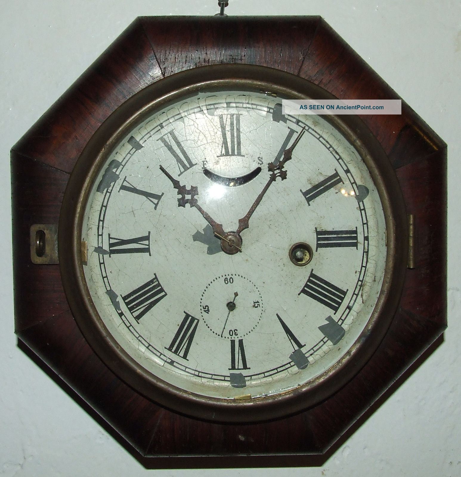 Antique Working 1840 ' S Daniel Pratt Rosewood Maritime Ship Clock; Reading,  Mass Clocks photo