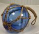 Nautical Fishing Float Blue Glass Ball Rope Netting 6 