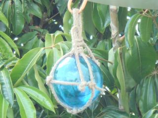 Ocean Blue Glass Float Ball With Fishing Net 5 