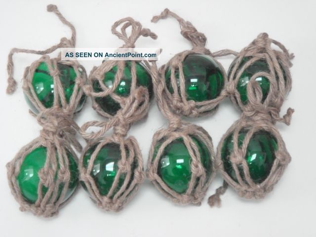 8 Pcs Reproduction Green Glass Float Fishing Ball Buoys 3 