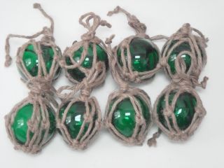 8 Pcs Reproduction Green Glass Float Fishing Ball Buoys 3 