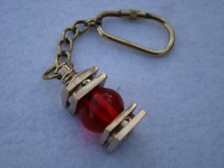 Brass Ship Lantern Keychain Nautical Red Ship Light Key Chain photo