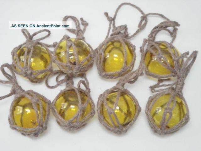 8 Pcs Yellow Glass Float Fishing Ball Buoys 3 