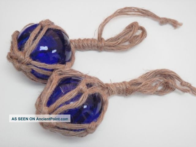 2 Pcs Blue Glass Float Fishing Ball Buoys 3 