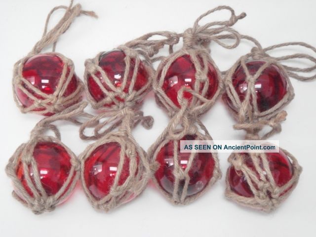 8 Pcs Reproduction Red Glass Float Fishing Ball 3 