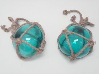2 Pcs Reproduction Turquoise Glass Float Fishing Ball Buoys 5 