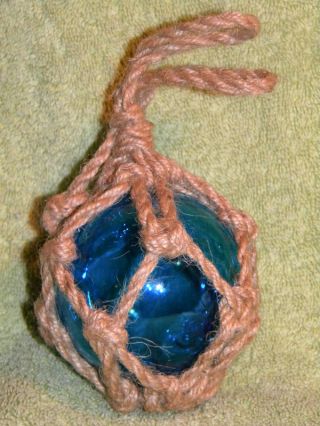 Blue Glass Ball Fishnet Fishing Float Buoy 3 