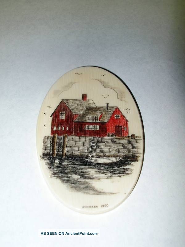 Vintage Hand - Crafted Andresen Scrimshaw Dated 1980 New Scrimshaws photo