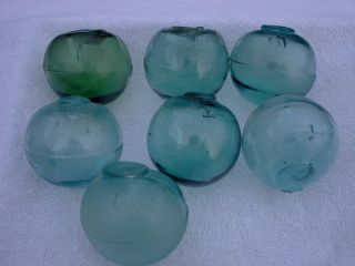 Set Of 7 Korean Glass Float Ball Buoy Marked photo
