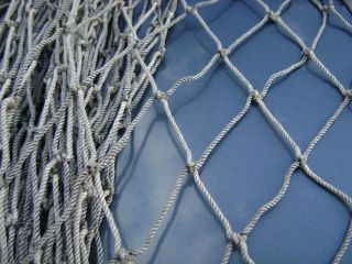 9 X 16 Alaskan Seine Lt Gray Fishing Fish Net Uneven Torn Holes Ugly photo