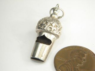 Lovely Antique Victorian English Silver Whistle Charm Fob C1890 photo