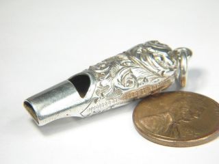 Antique English Sterling Silver Dog Whistle Charm Fob C1888 Very Loud photo