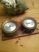 Vintage Schatz Brass Nautical Ship ' S Bell Clock & Barometer Wood Mounted Clocks photo 5