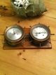 Vintage Schatz Brass Nautical Ship ' S Bell Clock & Barometer Wood Mounted Clocks photo 7