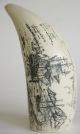 Vintage Imitation Scrimshaw Whale Tooth - Whaling Scene - Vgc Other photo 1