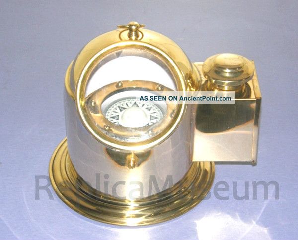 Brass Binnacle Compass With Oil Lamp Nautical Helmet Compass With Oil Lamp Gift Compasses photo