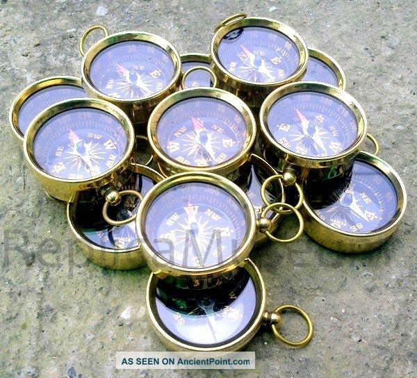 25 Units Brass Compass For Key Chain Nautical Instrument Marine Gift Prop Compasses photo