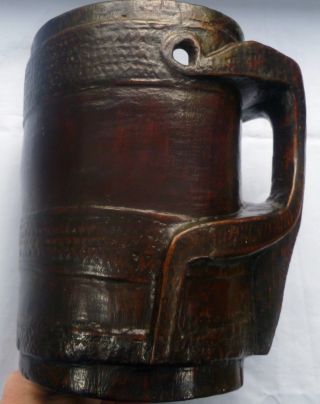 Large Vintage ' African ' (carved From The Solid) Wooden Mug.  Nr. photo